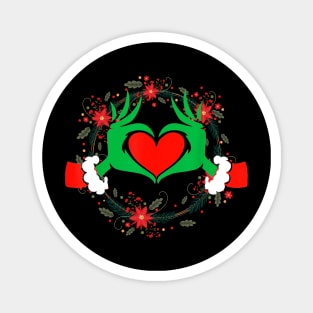 Funny Elf With Cute Heart Hands Style Christmas Costumes Magnet